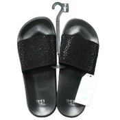 Wholesale - LADIES BLACK SLIDE SANDAL W/BLING SIZE 7/8 C/P 12, UPC: 723261035498